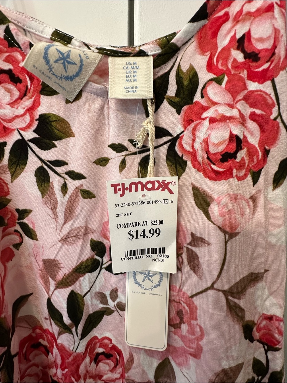 T.J.Maxx Pink Floral Satin Cami & Ruffle Shorts Sleep Set - Picture 2 of 2
